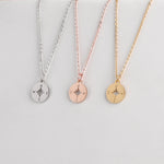 Compass Shape Round Mirror Necklace