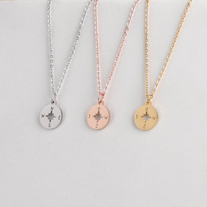 Compass Shape Round Mirror Necklace