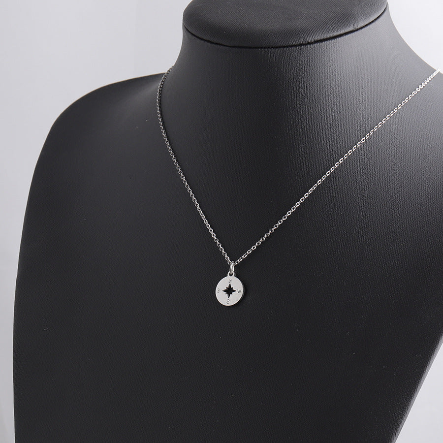 Compass Shape Round Mirror Necklace