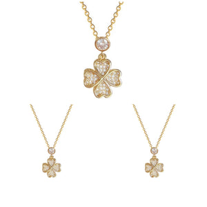 Micro-inlaid Full Diamond Necklace Rotatable Lucky Four-leaf Clover