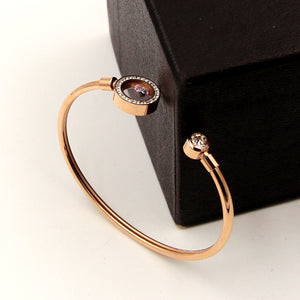 Elegant Stone Support Color Zircon Glass Round Cake Hollow Tube Bracelet