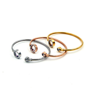 Elegant Stone Support Color Zircon Glass Round Cake Hollow Tube Bracelet