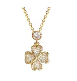 Micro-inlaid Full Diamond Necklace Rotatable Lucky Four-leaf Clover