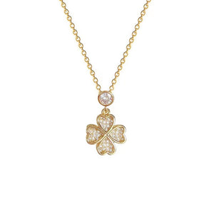 Micro-inlaid Full Diamond Necklace Rotatable Lucky Four-leaf Clover