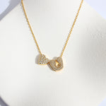 Fashion Copper Plated Real Gold Micro Inlaid Heart Letter Necklace