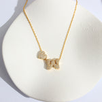 Fashion Copper Plated Real Gold Micro Inlaid Heart Letter Necklace