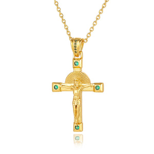 Fashion Commuter Cross Necklace Light Luxury Copper Plating 18K Gold Pendant