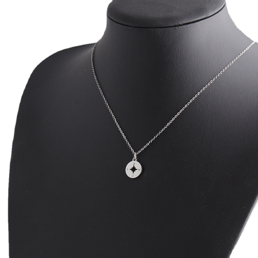 Compass Shape Round Mirror Necklace