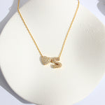 Fashion Copper Plated Real Gold Micro Inlaid Heart Letter Necklace