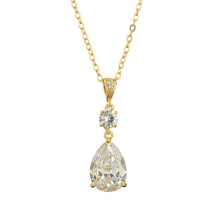 Simple And Fresh Water Drop Zircon Pendant Necklace