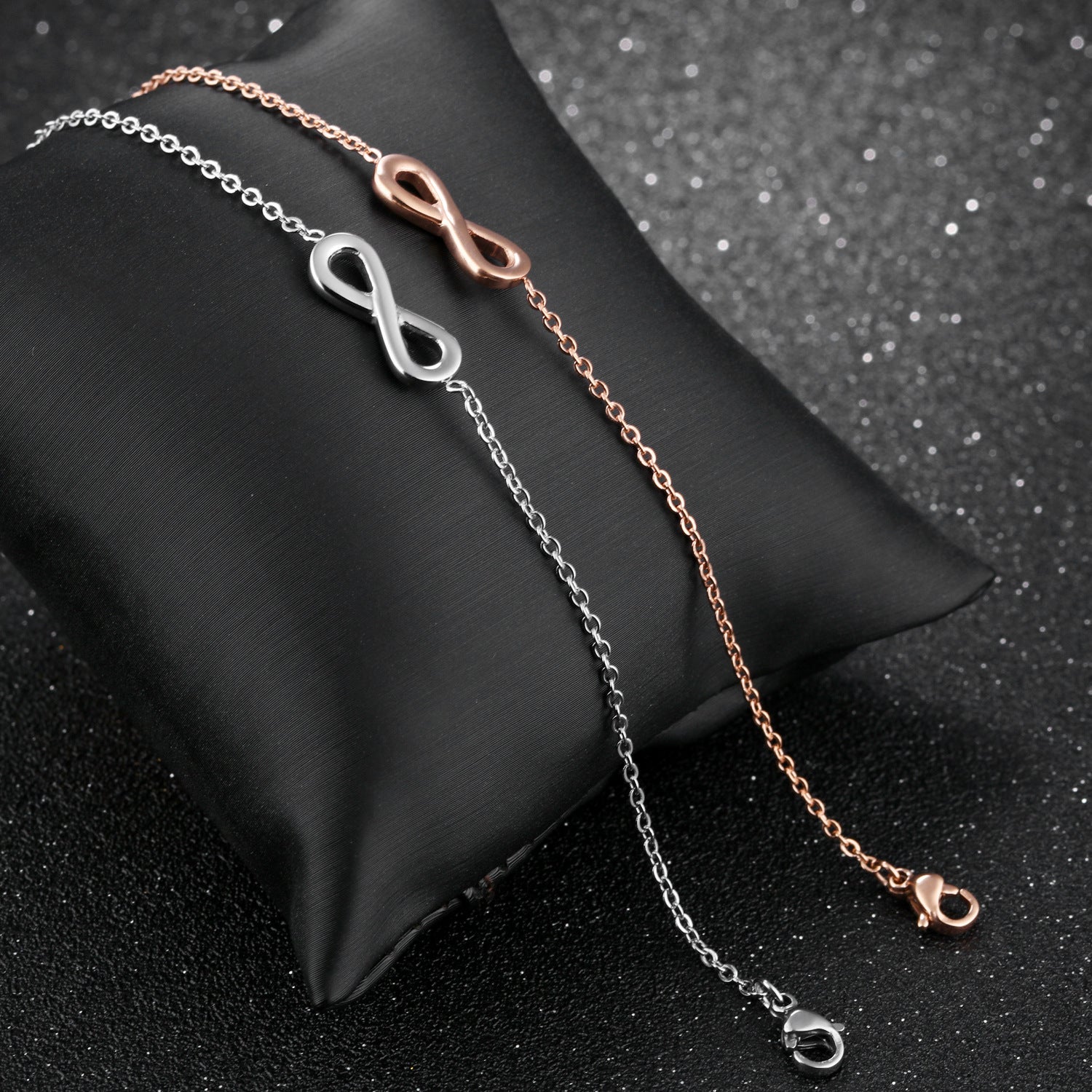 Infinite 8 Words Simple Titanium Steel Rose Gold Plated Bracelet