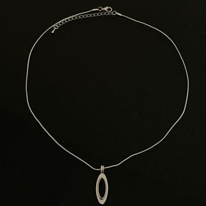 Black And White Oval Matte Water Drop Necklace For Women