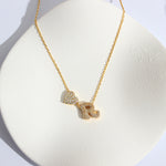 Fashion Copper Plated Real Gold Micro Inlaid Heart Letter Necklace