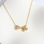 Fashion Copper Plated Real Gold Micro Inlaid Heart Letter Necklace