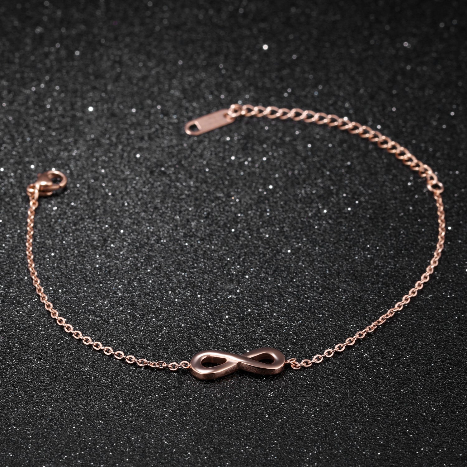 Infinite 8 Words Simple Titanium Steel Rose Gold Plated Bracelet