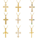 Fashion Commuter Cross Necklace Light Luxury Copper Plating 18K Gold Pendant