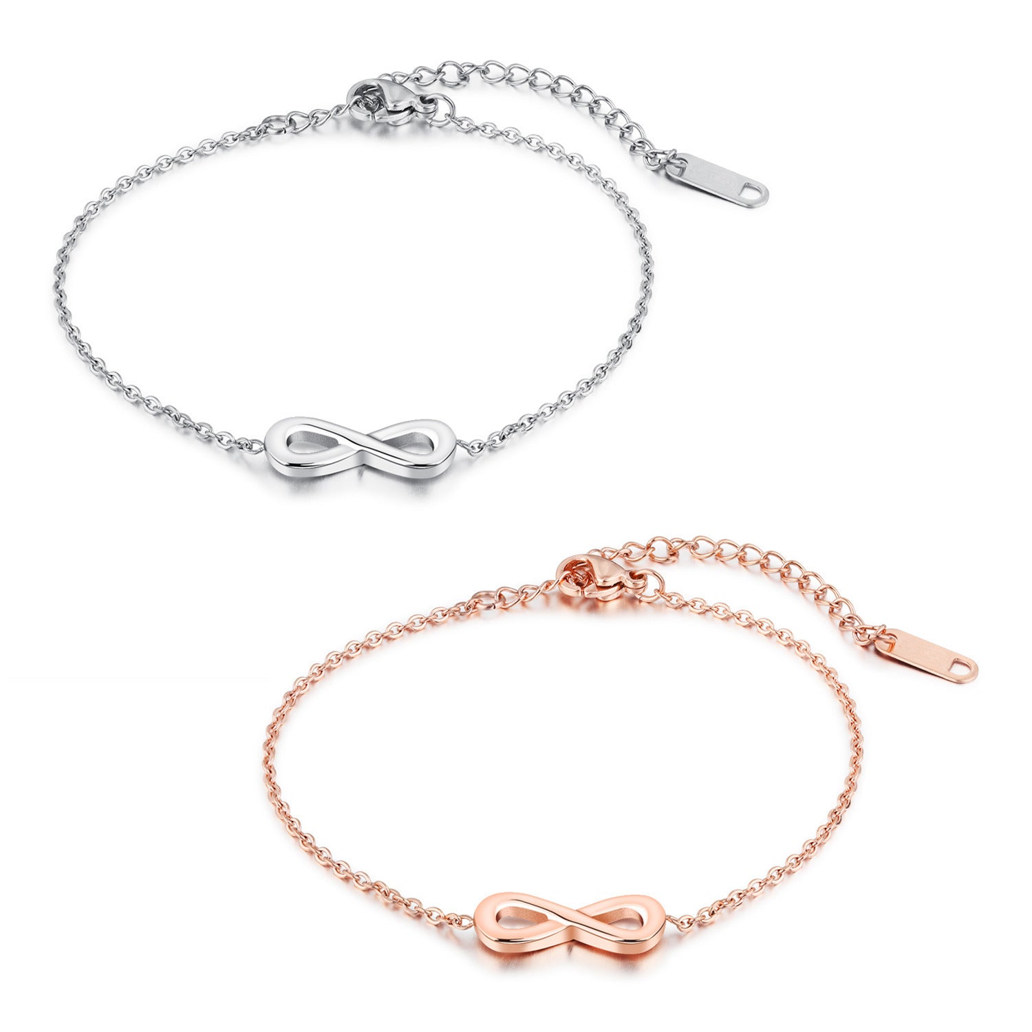 Infinite 8 Words Simple Titanium Steel Rose Gold Plated Bracelet