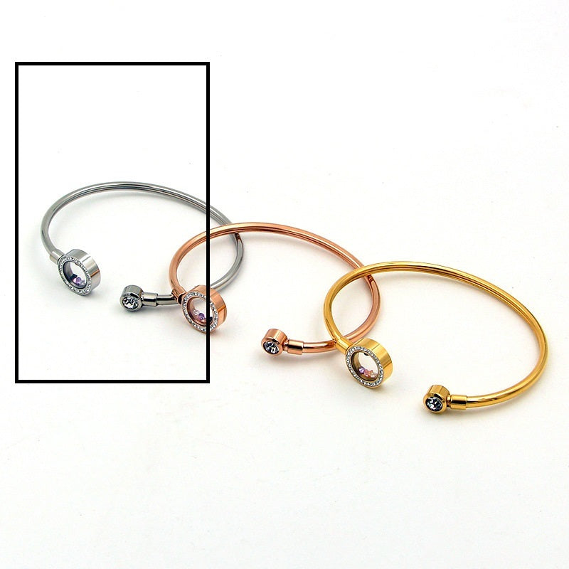 Elegant Stone Support Color Zircon Glass Round Cake Hollow Tube Bracelet