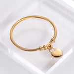 Electroplated 18K Gold Stainless Steel 3mm Cable Steel Wire Heart Shaped Bracelet