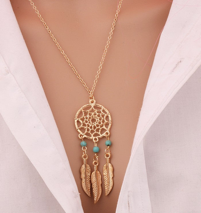 Dreamcatcher Feather Pendant Necklace - Up North Jewel