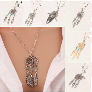 Dreamcatcher Feather Pendant Necklace - Up North Jewel