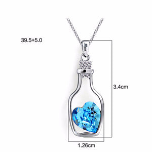 Crystal Heart in Bottle Pendant Necklace - Up North Jewel