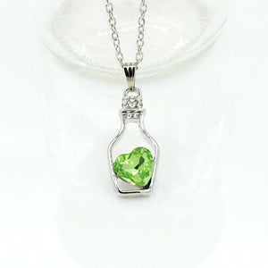 Crystal Heart in Bottle Pendant Necklace - Up North Jewel