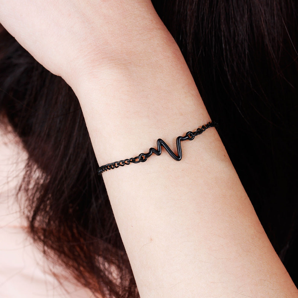 2pcs Heartbeat Braided Letter Detail Bracelet | SHEIN USA