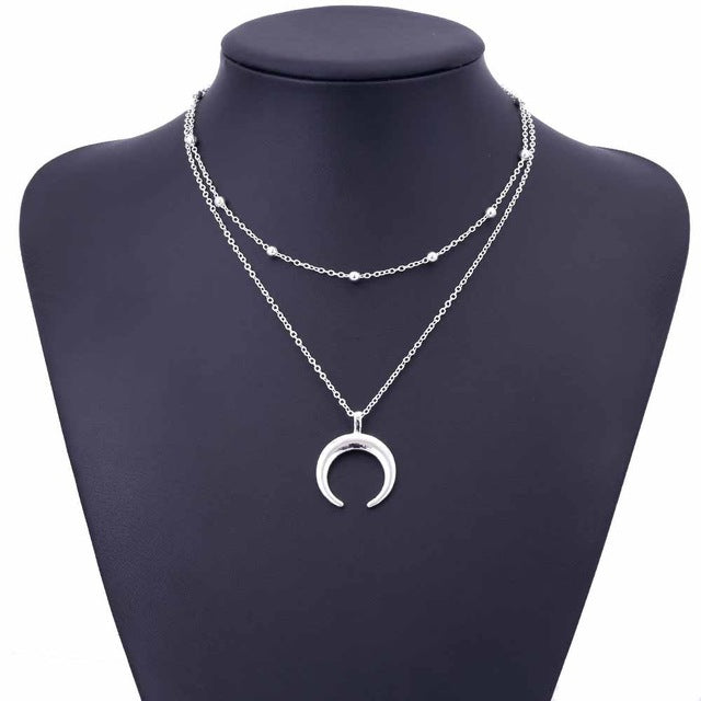 Double Layer Moon Necklace - Up North Jewel